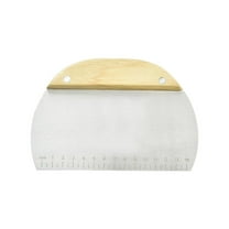 Anckoeil Stainless Steel Dough Scraper With Wooden Handle Baking Cutter With Measurement Scale For Bread Pizza And Kitchen Baking Preparation