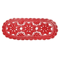 Uxcell Crochet Doilies, 22" x 10" Handmade Crochet Table Placemats Oval Lace Doilies 3 Flowers Pattern Cotton Coaster for Wedding Party Decoration, Red