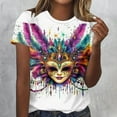thumbnail image 6 of QQAMB Mardi Gras Shirt for Women Crewneck Carnival Outfits Holiday Party Short Sleeve Graphic Tees Purple M, 6 of 6