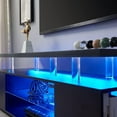 thumbnail image 6 of 63" TV Stand, Gaming Entertainment Center Media Storage Console Table for 70 Inch TV, TV Unit with Large Sliding Drawer, Glass Open Shelf, Side Cabinet and LED Light, Black, 6 of 7