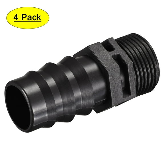 Uxcell 24.5mm Barbed to G3/4 Male Thread Plastic Hose Barb Fittings 4 Count
