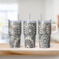 thumbnail image 2 of Bohemian Pattern Insulated Cup 20oz with Lid and Straw - Stainless Steel Double Wall Vacuum Travel Mug, Leakproof Thermal Tumbler, 2 of 5