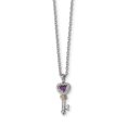 thumbnail image 1 of 925 Sterling Silver 14k Amethyst Diamond Key 18 Inch Necklace Pendant Charm Gemstone, 1 of 7