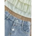 thumbnail image 6 of Caoirhny Toddler Girls 2Pcs Summer Outfits, Sleeveless Ruffle Tank Tops + Ripped Denim Shorts Set, 6 of 9