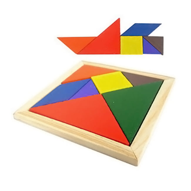 Learning Toys Color Cognition Board Wooden Puzzles Match Game Jigsaw Tangram 