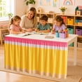 thumbnail image 3 of Pencil Teacher Desk Skirt Colorful Table Cover Ruffle | Ruffle Desk Skirt for Classroom Teacher Decorations Back to School Supplies 270x75cm, 3 of 5