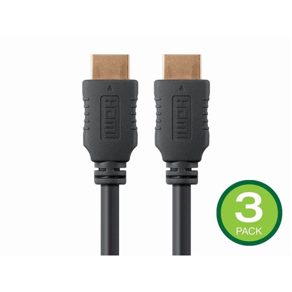 Monoprice HDMI Cable - 8 Feet - Black (3 Pack) High Speed, 4K@60Hz, HDR, 18Gbps, YCbCr 4:4:4, 28AWG, Compatible with UHD TV and More - Select Series