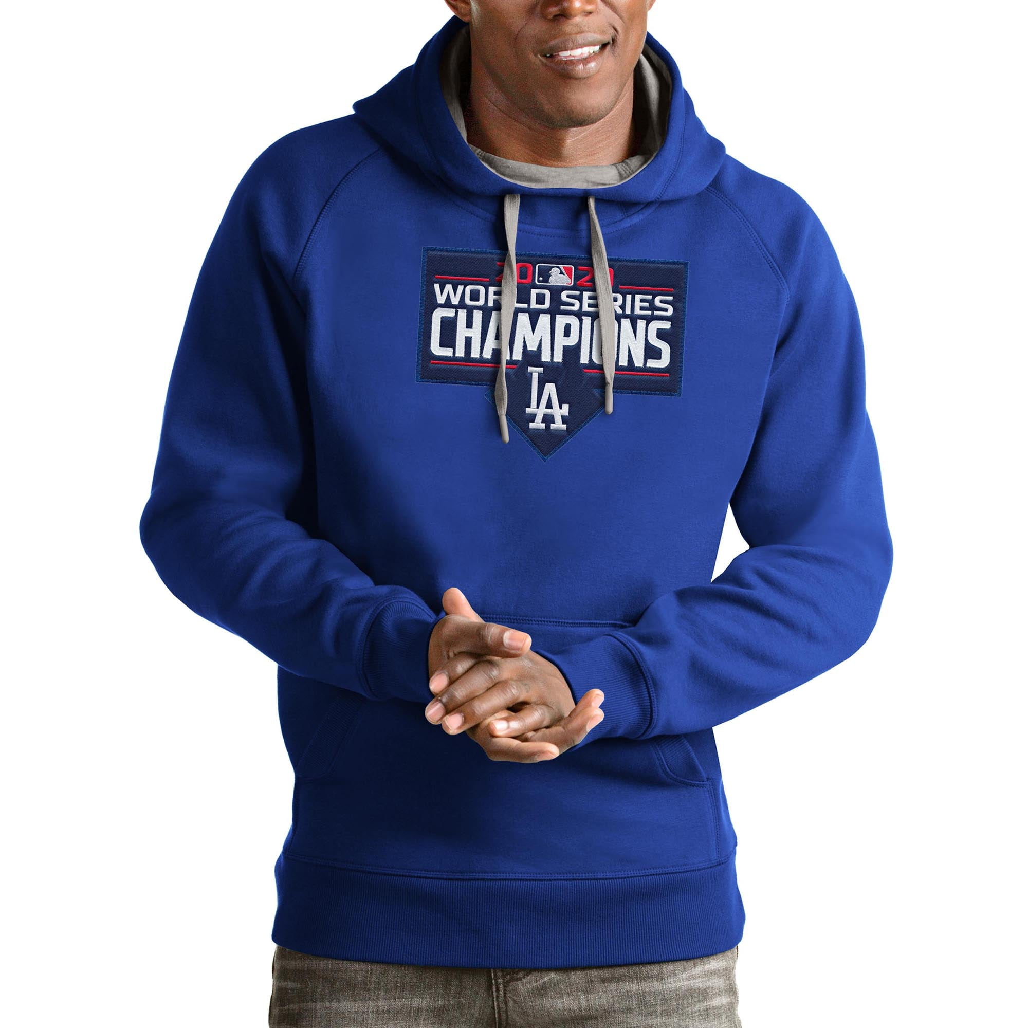 champion hoodie white and blue