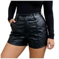 thumbnail image 3 of COMVALUE Womens Casual Faux Leather Shorts (Black, M), 3 of 8