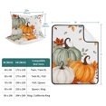 thumbnail image 3 of 3 Pieces Queen Quilt Set,Fall Thanksgiving Farm Pumpkin Soft Bedding Sets with 1 Quilt & 2 Pillow Shams,Orange Watercolor Leaves Summer Bedspread Lightweight Coverlet Comforter for All Season, 3 of 3