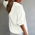 thumbnail image 6 of Edvintorg Womens Tops Dressy Casual Button Down Velvet Shirt Long Sleeve Turndown Collar Blouse Womens Fashion S-2XL White, 6 of 8
