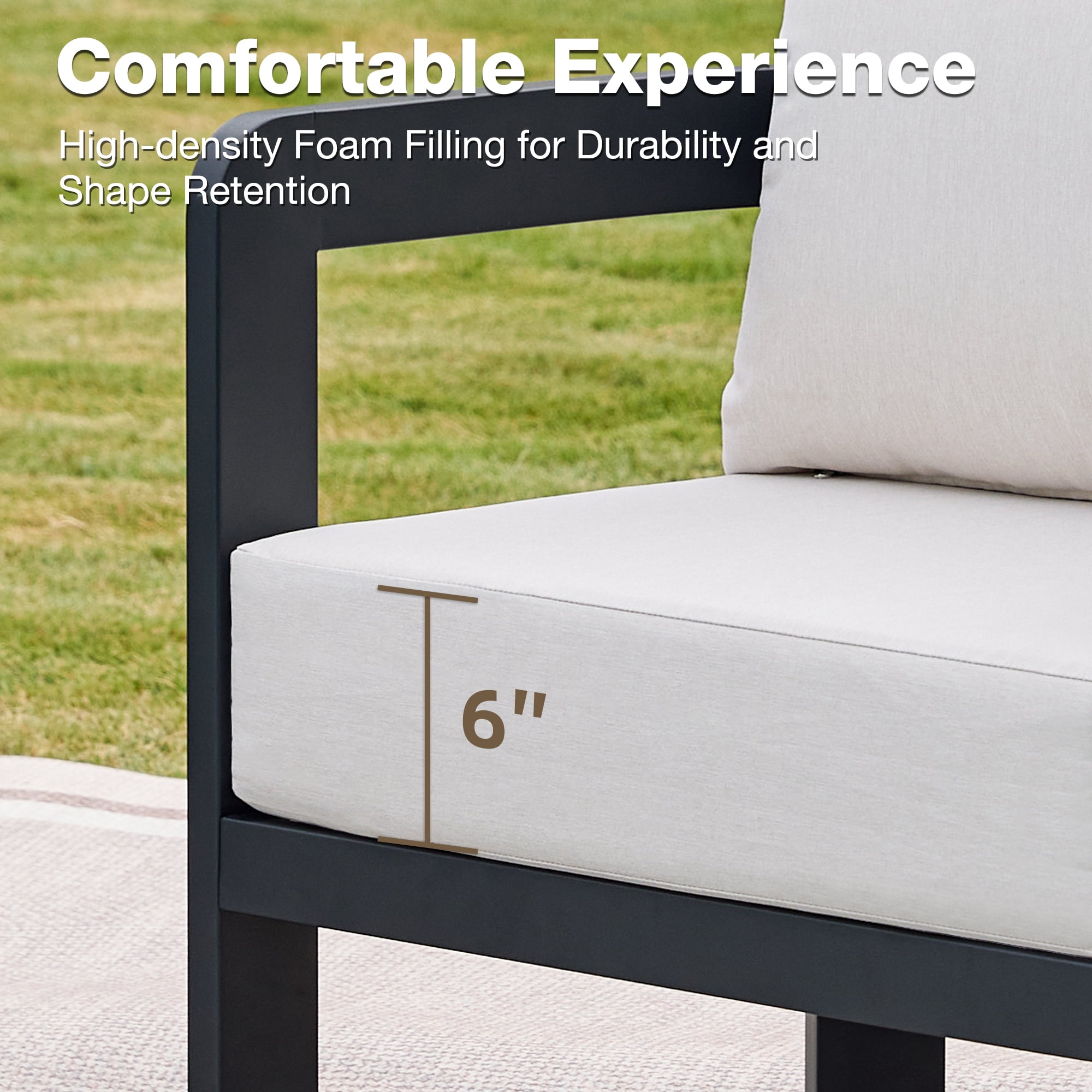 COMLAX FIELD Outdoor Furniture Set, 2-Piece Metal Modern Patio Armchairs with Thick Cushions, Outdoor Conversation Set Balcony Chairs