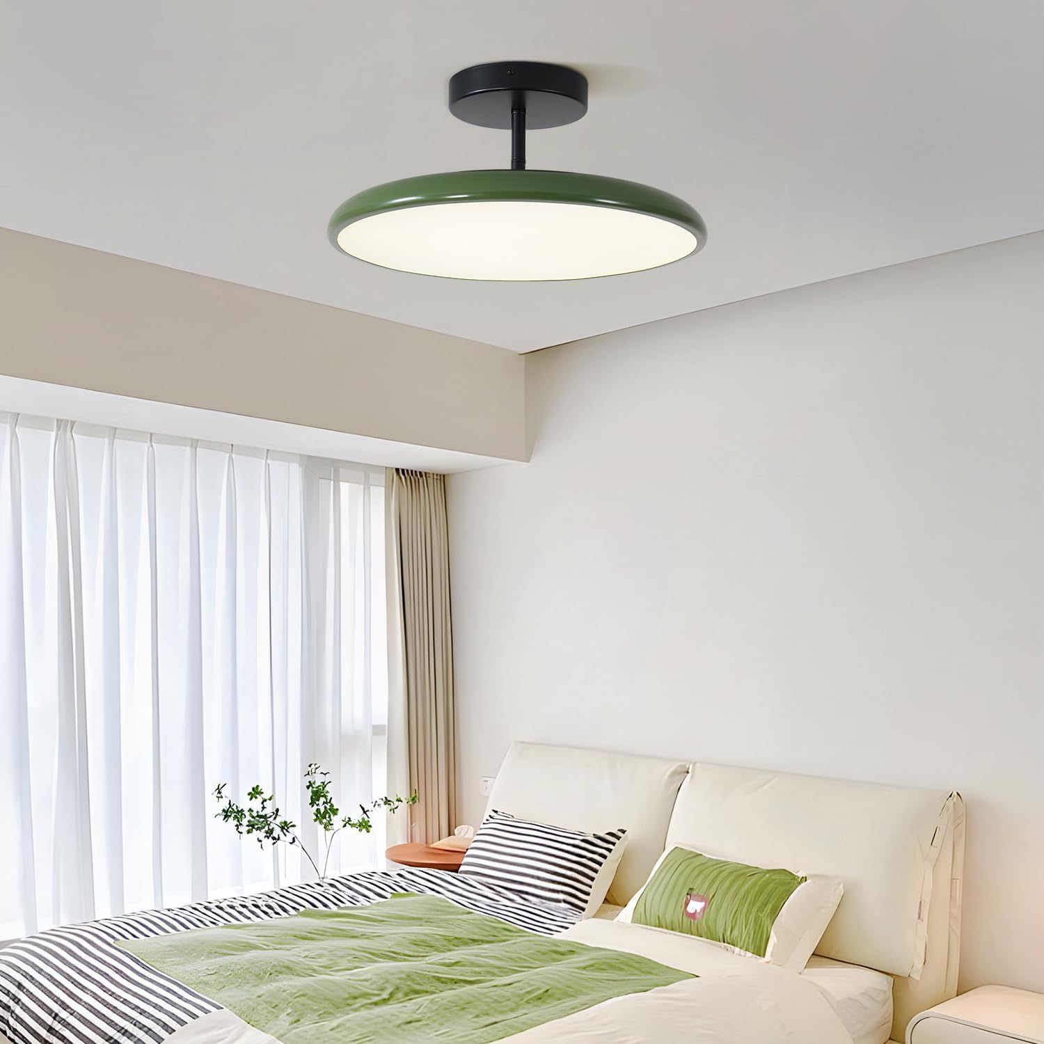 KCO Lighting Vintage Green Ceiling Light Contemporary Mid Century Modern Semi Flush Mount LED Hallway Light Fixture