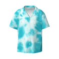 thumbnail image 5 of PAYOHTO Teal Tie Dye Blue Mens Hawaiian Casual Short-sleeved Shirt Tropical Summer Beach Button Down Shirts, 5 of 7