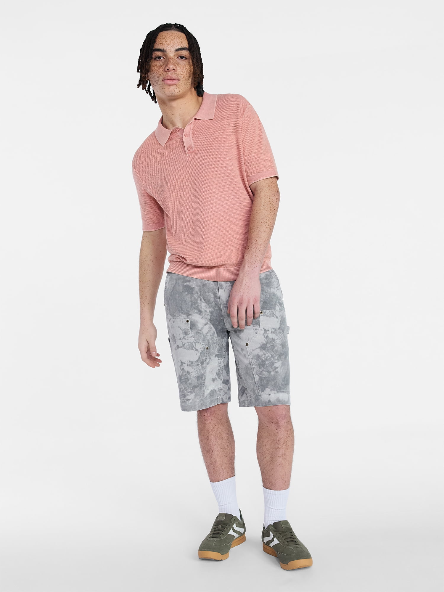 No Boundaries Mesh Polo Sweater with Short Sleeves, Men's XS-3XL