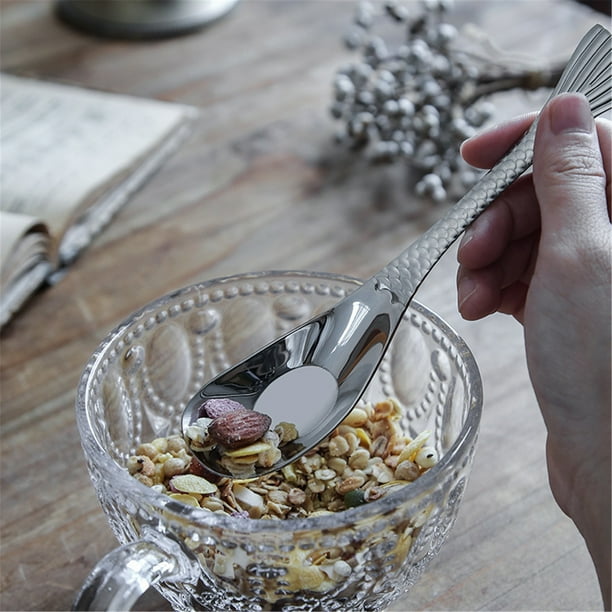 Cuchara sopera coreana de acero inoxidable con cuchara larga de 16,5 cm para arroz asiático,ideal para sopas,cereales y guisos.Cuchara de metal duradera para uso doméstico,en la cocina o en