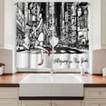 thumbnail image 2 of Ambesonne New York Kitchen Curtains, Lady Passing Crowded City, 55"x39", Dark Pink Charcoal Grey, 2 of 3