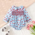 thumbnail image 2 of RMGVDSD My First Christmas Baby Girl Outfit Cute Printed Long Sleeve Bubble Romper Peter Pan Collar Bodysuit Infant Bodysuits Onesies 3-6 Months, 2 of 7