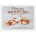 thumbnail image 1 of Coffee Art Bath Mat, Refreshing Morning Coffee and Bike Theme Love Passion Habit Artistic, Non-Slip Plush Mat Bathroom Kitchen Laundry Room Decor, 29.5 X 17.5 Inches, Dark Orange Chocolate, Ambesonne, 1 of 2