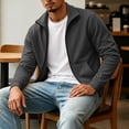 thumbnail image 4 of TRUNZI Men's Zip Up Jackets Long Sleeves Stand Collar Casual Daily Outdoor Lightweight Jackets with Pockets,Dark Gray,Size L, 4 of 9