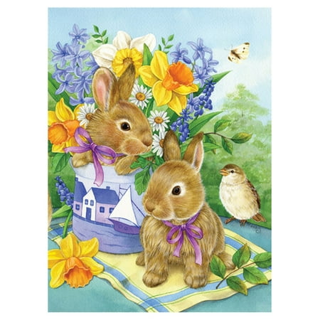 Bunny Mini Flag - Toland Home Garden Bunny Bouquet Flag
