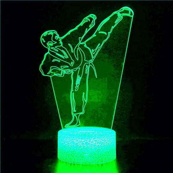 3D Taekwondo Karate Night Light Table Desk Optical Illusion Lamps 7 Color Changing Lights LED Table Lamp Xmas Home Love Birthday Children Kids Decor Toy Gift