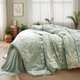 thumbnail image 3 of U by Bedsure Queen Comforter Set - 7 Pieces Sage Green Floral Bedding Sets Queen Bed in a Bag with Reversible Botanical Flowers Comforter, Sheets, Pillowcases & Shams (Queen, Sage Green), 3 of 7