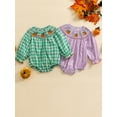 thumbnail image 4 of Loicainy Infant Baby Toddler Girl Halloween Bodysuit 3 6 12 18 24 Months 2T 3T Long Sleeve Round Neck Pumpkin Embroidery Romper Clothes, 4 of 9