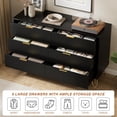 thumbnail image 6 of FURNIWAY Black 6 Drawer Dresser for Bedroom, Modern Dresser with Gold Metal Handles,Fluted Wood TV Stand for Living Room, Hallway, 6 of 9