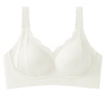 thumbnail image 3 of Women's Seamless Wireless Bra, Full Coverage Soft Support Bra, Breathable Lift & Adjustable Straps Design, Comfort Feel | VerBelle,White L, 3 of 8
