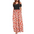 thumbnail image 1 of SMihono Robe Maxi Bohème d'Été pour Femmes Grande Taille Mode Décontractée Manches Courtes Épaules Dénudées Imprimé Col Rond Robe de Plage, 1 of 4