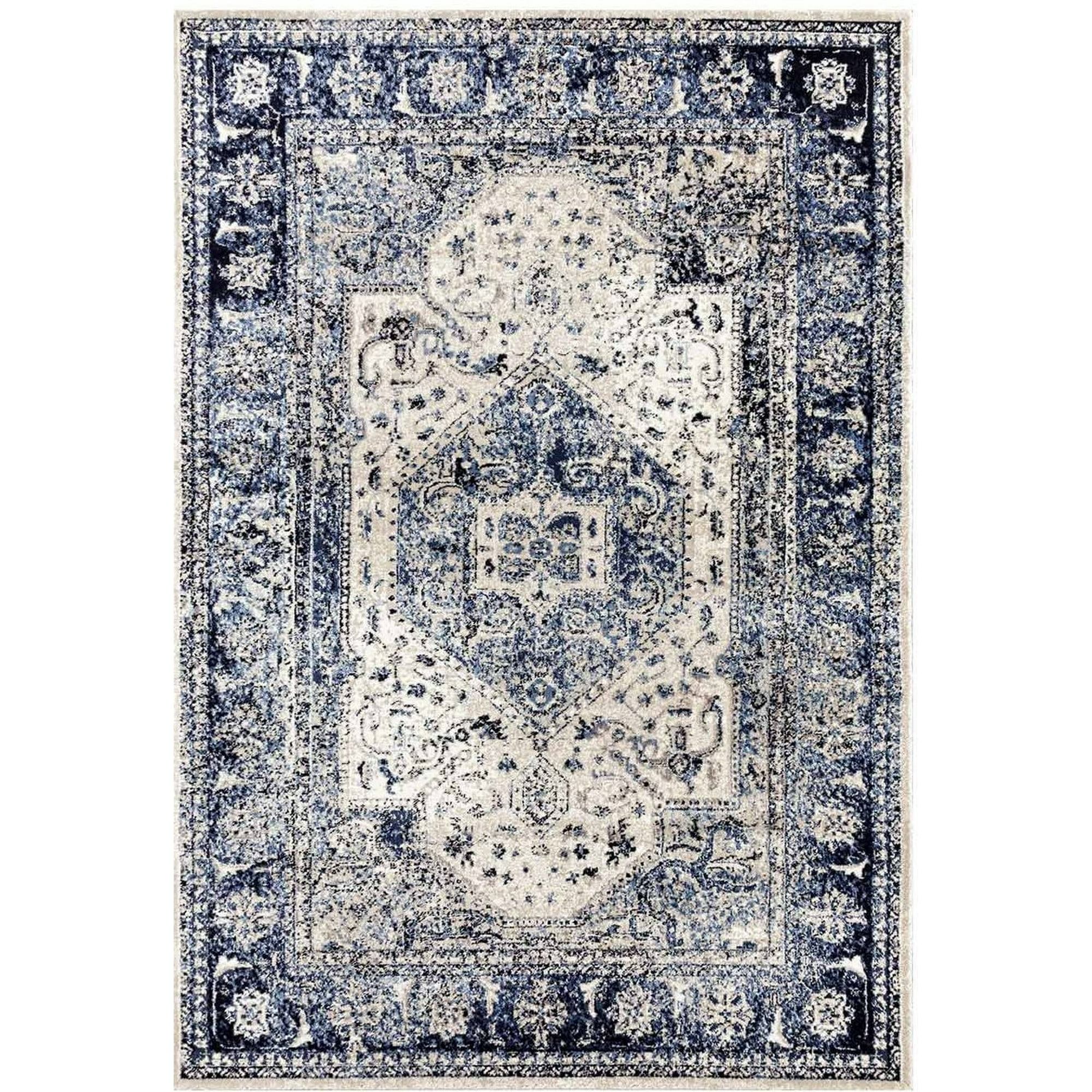 Evoke Navy Ivory Vintage Area Rug 6 7 X 9 2