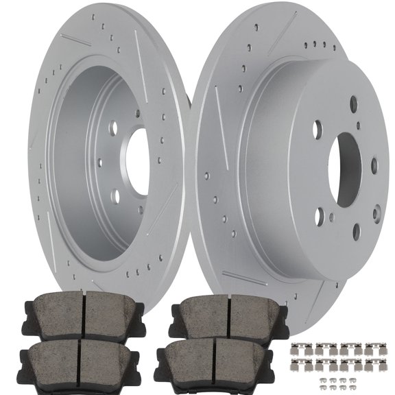SCITOO (Rear 281 mm) Brake Rotors (5 Lugs) and Pads Kits Fit For Lexus For HS250h 2010-2012,For Toyota For RAV4 2006-2018