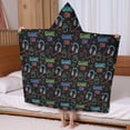 thumbnail image 5 of Colorful Controllers Games Icons Black Pattern Hooded Bath Towel，60"x35" for Ages 3 To 12 Kids, Quick Dry Lightweight Soft Microfiber Hood Beach Towel Cover Up for Kids, 5 of 7