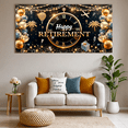 thumbnail image 5 of Golden Theme Happy Retirement Banner Star Design Decorative Balloons Confetti Pattern for Retirement Party Celebration Event, 5 of 7