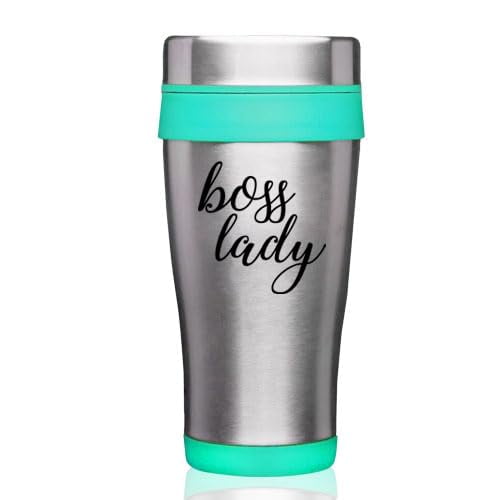 16oz Insulated Stainless Steel Travel Mug Coffee Mug Tumbler Boss Lady (Teal)