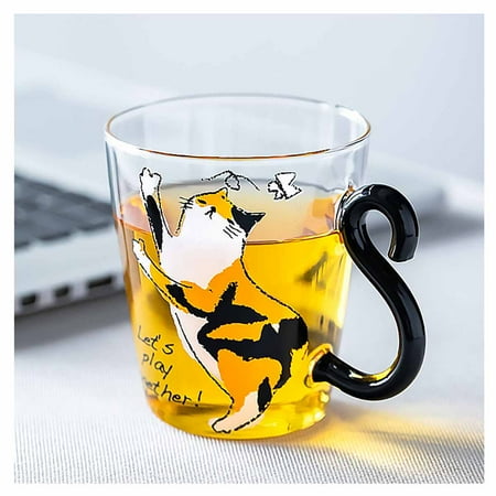 

Cartoon Cat Glass Mug 250ml Cute Creative Cat Kitty Glass Tea Milk Coffee Cup Travel Mug For Home Office Birth xqmg