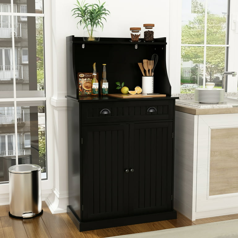 Hlr 54 Inches Microwave Cabinet With Storage And Drawers For Kitchen Dining Room Black Com