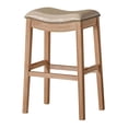 thumbnail image 1 of Maven Lane Adrien Saddle Barstool in Weathered Oak Finish w/ Avanti Bone Vegan Leather, 1 of 6