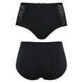 thumbnail image 4 of Curve Muse Women’s 100% Cotton Forming Brief Panties with Lace Embroidery-3 Pack-Black,Coral,Cream-M, 4 of 7