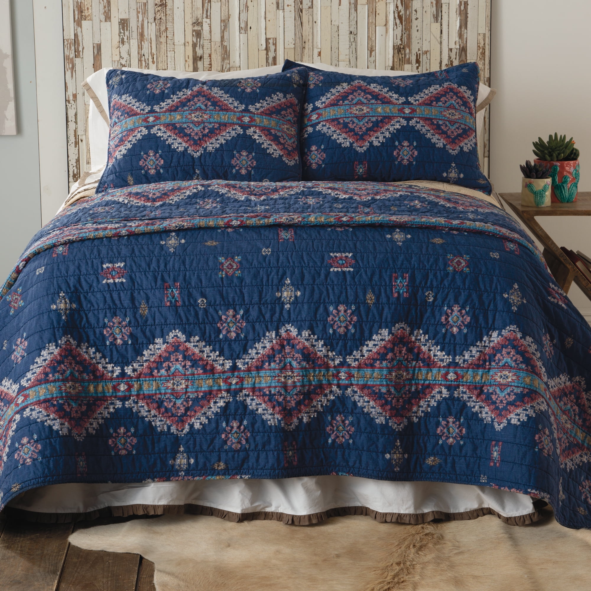 Bedding Twin River Wild Southwest Denim Horse Aztec Quilt Home