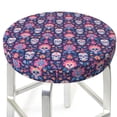 thumbnail image 3 of KLL leaf flower Skull colorful Round Bar Chair Cushion Cover 12 inch ,Bar Stool Protector with Elastic, Soft Washable, 3 of 6