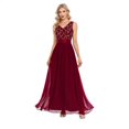 thumbnail image 1 of CHUANK Robe Maxi pour Femmes Économies Liquidation Aubaines Robe Femme Robes Formelles Robe de Soirée Col en V Sans Manches Robe de Fête Boîte de Nuit Grande Taille Été Décontractée Longues Robes Robe de Plage Fête Bordeaux, 1 of 6