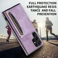 thumbnail image 4 of PU Leather Wallet Case for Samsung Galaxy S24 Ultra, with Credit Card Holder Cash Pocket Kickstand Matte Shockproof Business Vintage Magnetic Buttons Case Cover for Samsung Galaxy S24 Ultra, Purple, 4 of 6