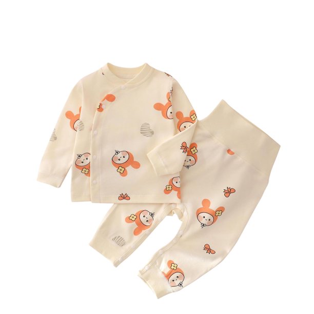 Odeerbi 3M-2Y Niños Niñas Pijamas de Algodón Otoño Pantalones de Manga Larga Juego de Ropa de Dormir Con Estampado Suave Cintura Alta Juego de Pijamas de Invierno