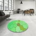 thumbnail image 4 of Ahgly Company Machine Washable Indoor Round Transitional Neon Green Area Rugs, 6' Round, 4 of 7