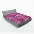 thumbnail image 2 of Ambesonne Peony Pattern Fitted Sheet, Watercolor Dreamy Art, Queen Size, Pale Purple Hot Pink, 2 of 5
