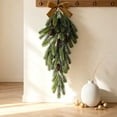 thumbnail image 6 of Kokovifyves 27.5" Upside-Down Rattan Christmas Tree Hanging Ornament, Artificial Wreath with Bow and Hanging Loop for Door Wall Fireplace Holiday Decor, 6 of 6
