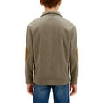 thumbnail image 6 of Tdoqot Boys Corduroy Sweatshirt- Casual Pullover Spring Fall Retro Long Sleeve Kids Lapel Shirts Khaki Size 5, 6 of 8