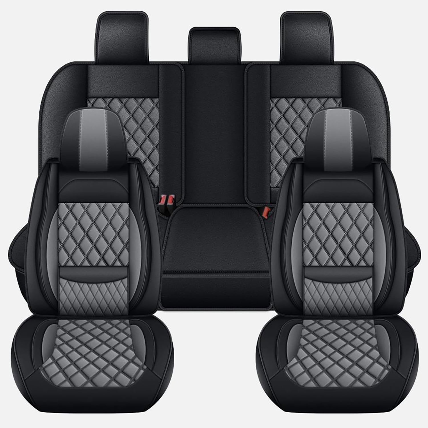 Car Seat Covers Full Set for Car Seat Covers Custom Fit for Honda CR-V 2015-2025 2 Rows 5-Seat Set Faux Leather Seat Covers Waterproof Car Seat Protector (5-Seat Set, Black&Gray)